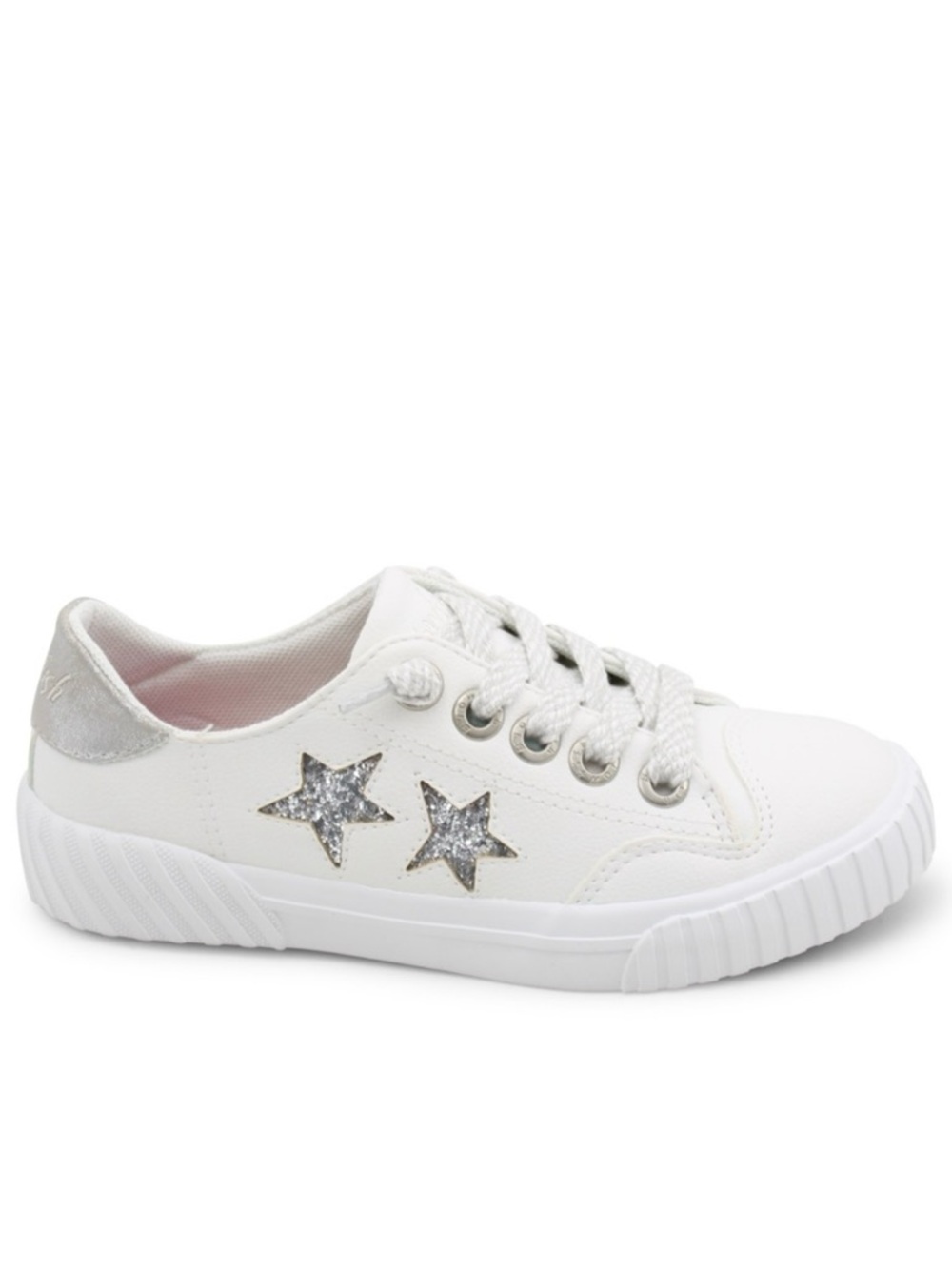 Blowfish Little Girls White Sneakers with Silver Stars